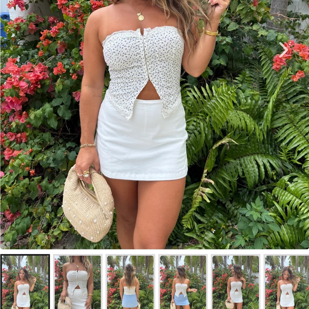 Butterfly kisses lace trim corset top white multi